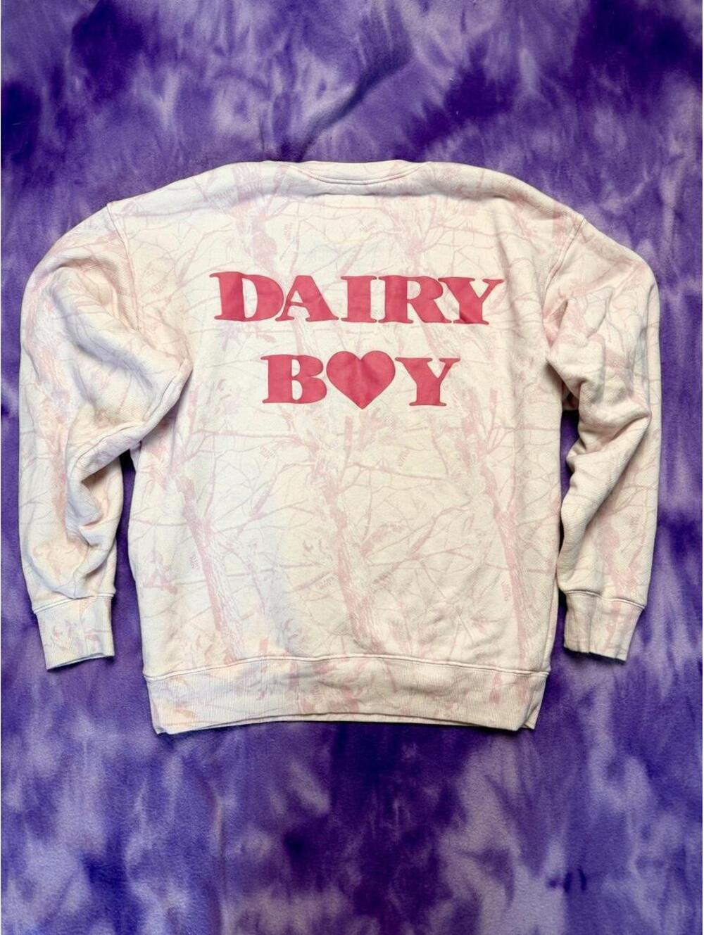 Dairy Boy pink tree camo valentines drop sweatshirt